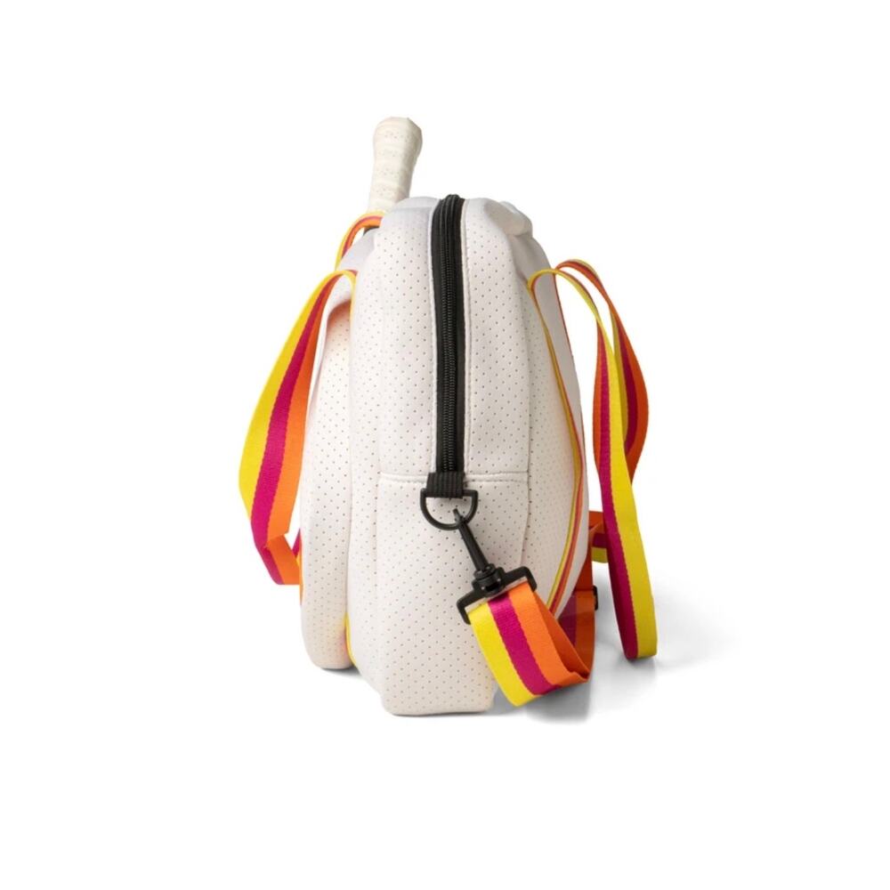 Kedzie Pickleball Tote Bag Stylish Neoprene White Orange Adjustable Crossbody - Picture 8 of 9